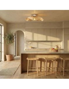 Plafonnier Led bois Diam. 50 cm E27 12W - Atelier Loupiote - Rose 2