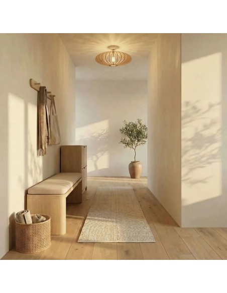 Plafonnier Led bois Diam. 50 cm E27 12W - Atelier Loupiote - Mini Néo