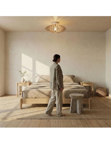 Plafonnier Led bois Diam. 50 cm E27 12W - Atelier Loupiote - Mini Néo