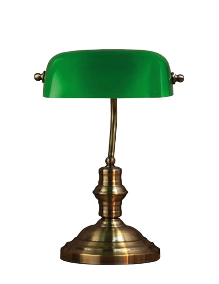 Lampe Bankers Markslojd pied métal abat-jour verre vert