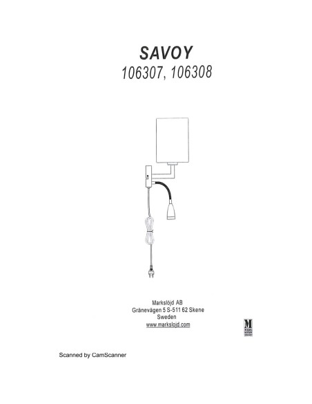 Lampe Savoy chrome et blanc pour chambre contemporaine
