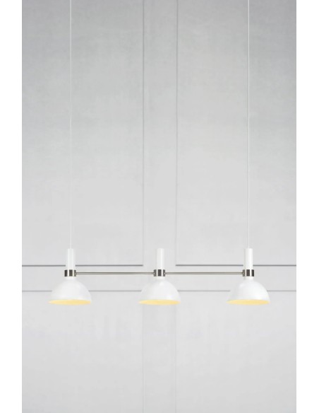 Détail des abat-jours métal de la suspension Larry blanche