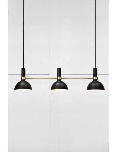 Suspension design Larry 3 abat-jours alignés noir doré