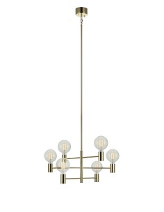 Plafonnier Capital 6 bras laiton pour salon et salle à manger
