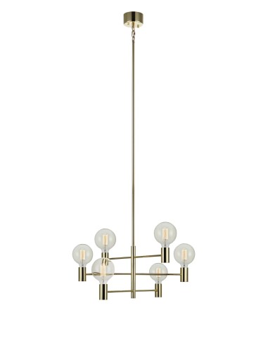 Plafonnier Capital 6 bras laiton pour salon et salle à manger