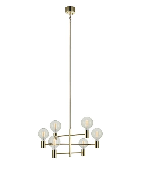 Plafonnier Capital 6 bras laiton pour salon et salle à manger