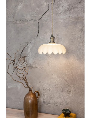 Suspension Kurage Markslojd design ondulé avec câble textile beige