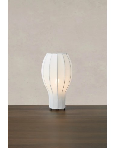 Lampe de chevet design pied métal noir et tissu blanc