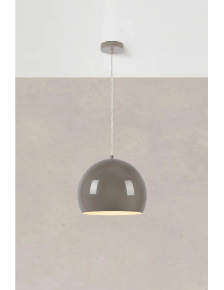 Plafonnier Pop en métal gris brillant pour petit espace