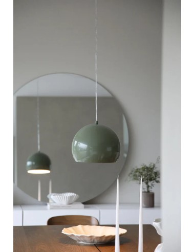 Plafonnier métal vert brillant diamètre 28 cm