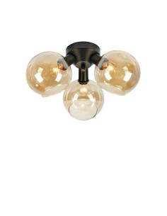 Plafonnier Markslojd Artis noir et verre ambre design
