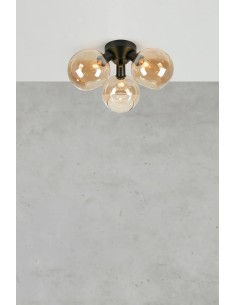Plafonnier Markslojd Artis noir et verre ambre design 2