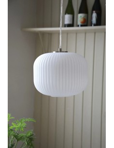 Plafonnier Sobre Markslojd verre blanc et acier nickel satiné 2