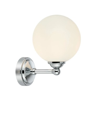 Applique murale Tropea Markslojd chrome abat-jour verre blanc design salle de bain élégant