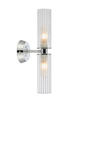 Applique murale Rimini Markslojd chrome double abat-jour verre côtelé design salle de bain
