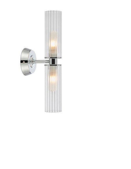 Applique murale Rimini Markslojd chrome double abat-jour verre côtelé design salle de bain