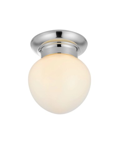 Plafonnier Ronda Markslojd verre blanc et base chrome design salle de bain classique IP44