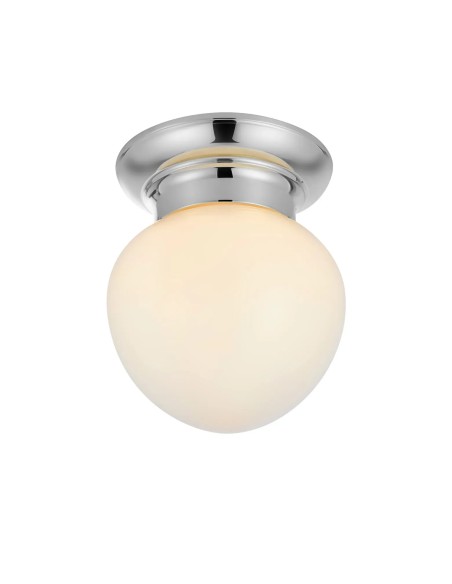 Plafonnier Ronda Markslojd verre blanc et base chrome design salle de bain classique IP44