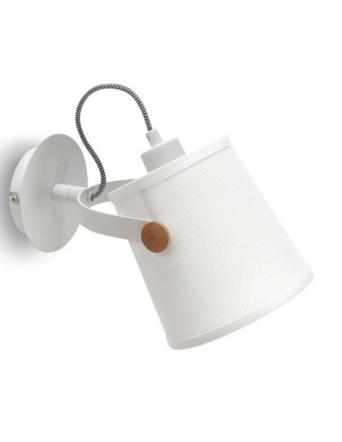 Applique murale Nordica Mantra bois et abat-jour textile blanc style scandinave
