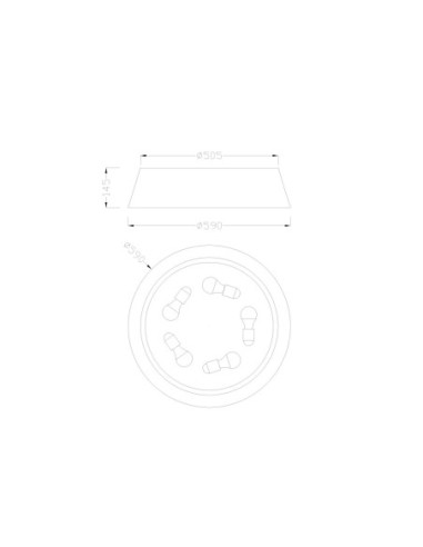 Plafonnier Diam.59 cm 5xE27, max. 40W, Imitation Bois - Mantra - Sabina
