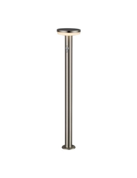 Borne Led étanche solaire ronde inox brossé avec détecteur- Optonica Leluminaireled.com