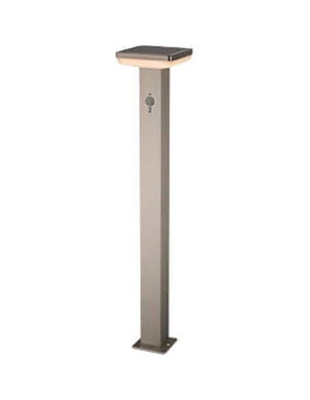 Borne Led étanche solaire carrée inox brossé avec détecteur- Optonica Leluminaireled.com