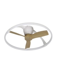 Ventilateur Diam.75cm Dim. 2700/5000K 55W Blanc et Bois - Mantra - Nepal Mini