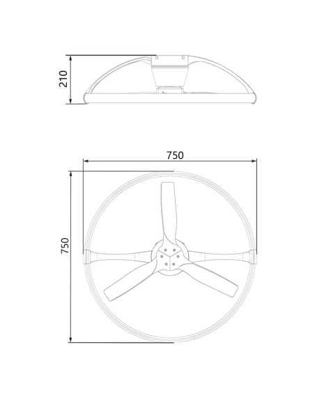 Ventilateur Diam.75cm Dim. 2700/5000K 55W Blanc et Bois - Mantra - Nepal Mini