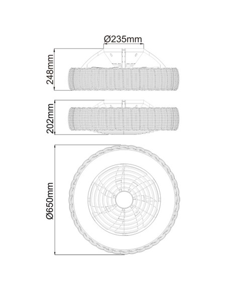 Ventilateur plafond Diam.65 cm 70W 27000/5000K Bois - Mantra - Kilimanjaro