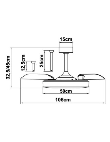 Ventilateur plafond Diam.106 cm 60W 2700/5000 K Blanc - Mantra - Coin fan