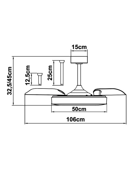 Ventilateur plafond Diam.106 cm 60W 2700/5000 K Blanc - Mantra - Coin fan