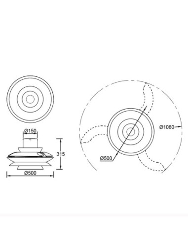 Ventilateur plafond Diam. 50 cm 20W 2520 LM 3000K / 5000K Blanc- Mantra - Aconcagua