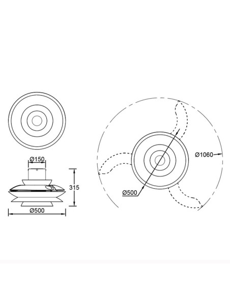 Ventilateur plafond Diam. 50 cm 20W 2520 LM 3000K / 5000K Blanc- Mantra - Aconcagua