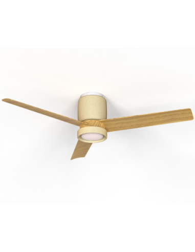 Ventilateur plafond Dim. 20W 2520LM 3000/5000 K Bois et Beige - Mantra - Ceramica