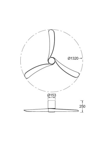Ventilateur Led Diam. 132 cm 19 W 2660 LM Noir et Bois - Mantra - Nemo II L