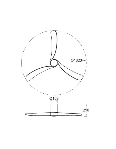Ventilateur Led Diam. 132 cm 19 W 2660 LM Noir et Bois - Mantra - Nemo II L