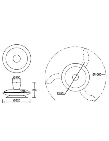Ventilateur plafond Diam. 106cm 20W 3000/5000K Café - Mantra - Patagonia