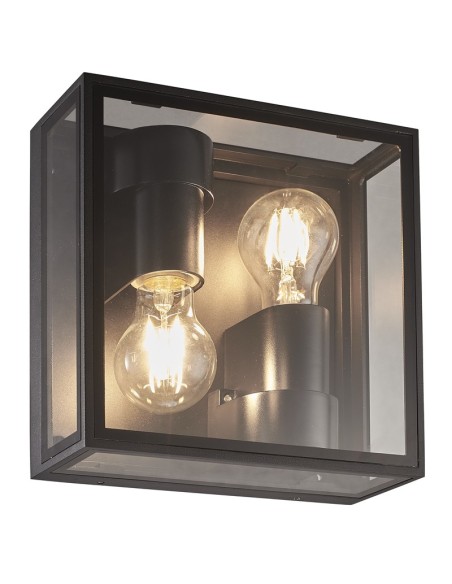 Applique extérieure Verbier gris mat aluminium et cristal transparent IP65