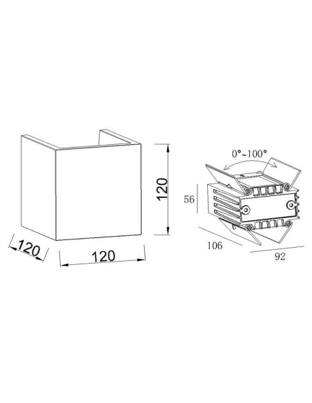 Applique murale extérieure Taos éclairage LED 1100 lumens lumière chaude 3000K