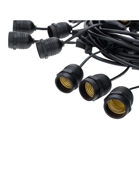 Guirlande Led extérieure étanche 15 douilles E27 cordon noir - Optonica Leluminaireled.com