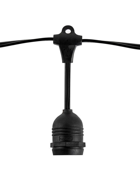 Guirlande Led extérieure étanche 15 douilles E27 cordon noir - Optonica Leluminaireled.com