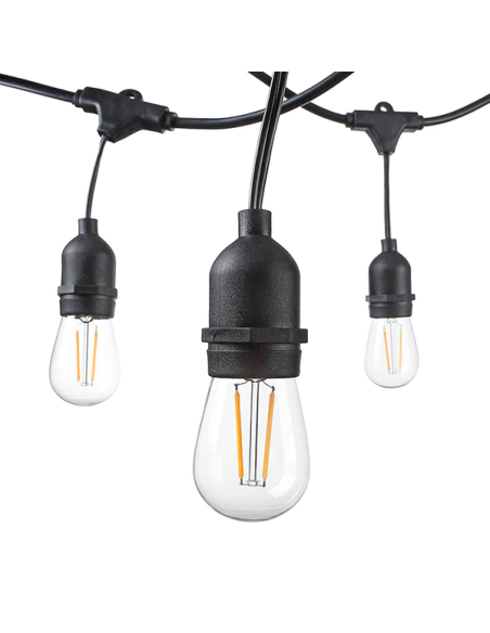 Guirlande Led extérieure étanche 10 douilles E27 cordon noir - Optonica Leluminaireled.com