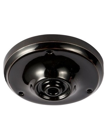 Rosace de plafond rétro céramique noire pour câble 6 mm - Girard-Sudron Leluminaireled.com