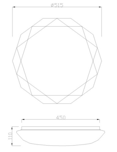 Détail plafonnier LED Diamante II 54W lumière chaude 3000K