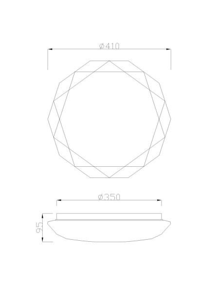 Détail plafonnier LED Diamante II 36W lumière chaude 3000K