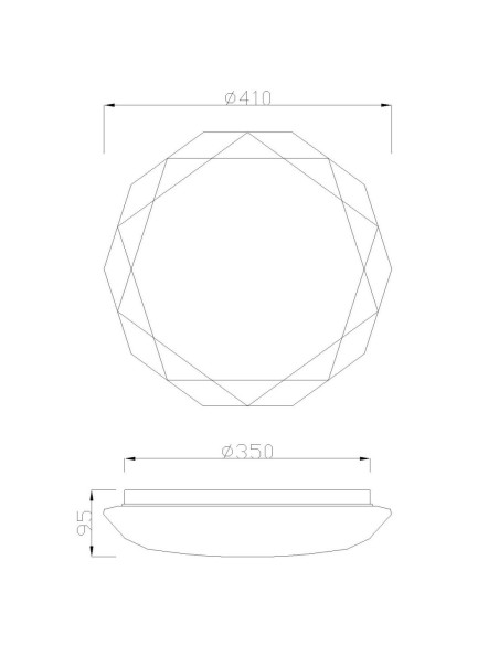 Détail plafonnier LED Diamante II 36W lumière blanche 5000K