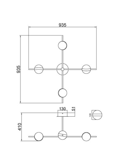 Détail suspension LED Cuba 32W lumière chaude 3000K grand diamètre