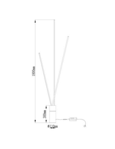 Lampadaire Diam. 11cm, 3000K, 4300LM, 67W Noir - Mantra - Vertical