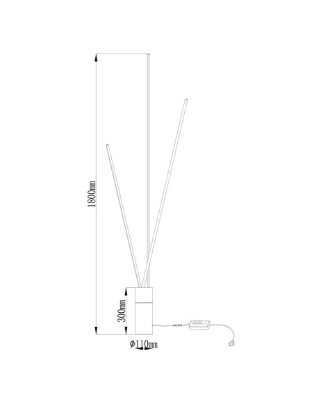 Lampadaire Diam. 11cm, 3000K, 4300LM, 67W Noir - Mantra - Vertical