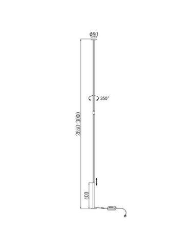 Lampadaire suspendu Diam. 8cm, 3000K, 2400LM, 40W Blanc - Mantra - Vertical